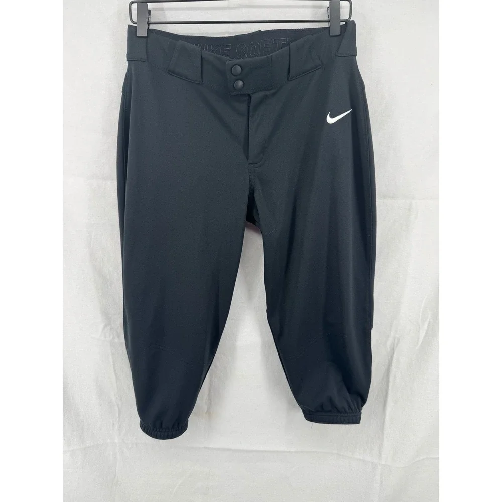 Nike Team Softball Pants Womens Medium Black Athletic Knickers Baseball 30x19